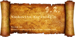 Vaskovits Koriolán névjegykártya